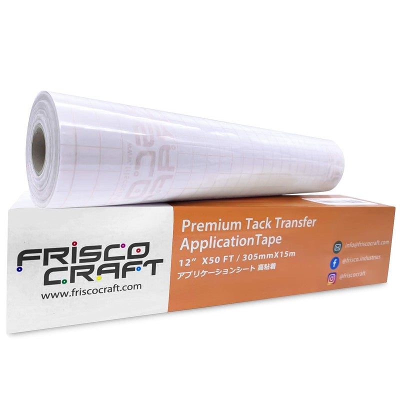 Frisco Craft Premium Tack Transfer Tape for Vinyl - with Alignment Grid & Paper Backing - Perfect for Self Adhesive Vinyl for Signs, Decals, Holographic & More (Red Grid, 12" x 50 ft) - Image 1